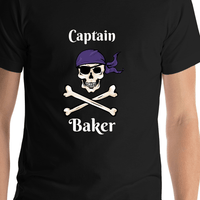Thumbnail for Personalized Pirate T-Shirt - Black - Crossbones, Bandana, & Eyepatch - Shirt Close-Up View