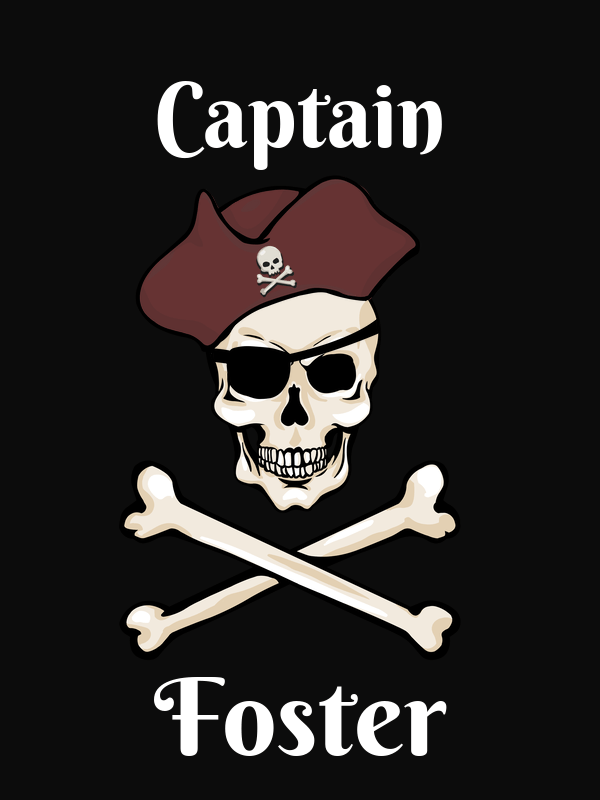 Personalized Pirate T-Shirt - Black - Crossbones, Hat, & Eyepatch - Decorate View