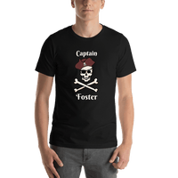 Thumbnail for Personalized Pirate T-Shirt - Black - Crossbones, Hat, & Eyepatch - Shirt View