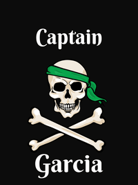 Thumbnail for Personalized Pirate T-Shirt - Black - Crossbones & Half Bandana - Decorate View
