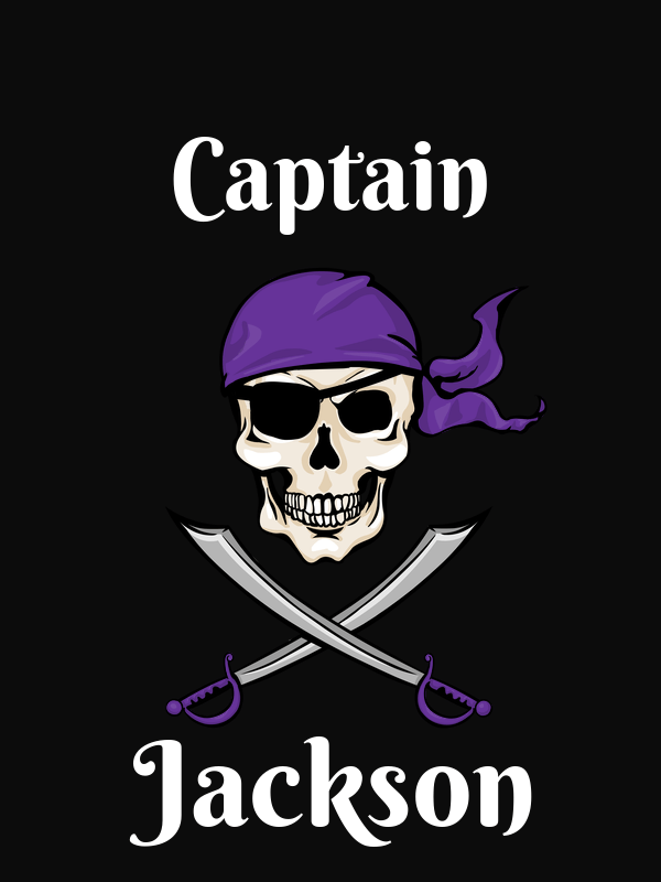 Personalized Pirate T-Shirt - Black - Swords, Bandana, & Eyepatch - Decorate View