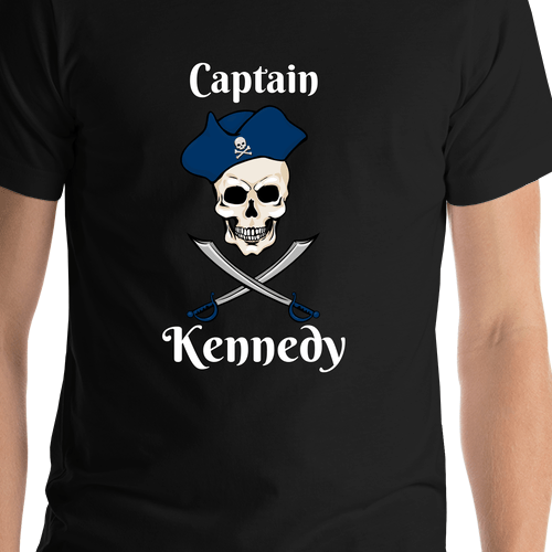 Personalized Pirate T-Shirt - Black - Swords & Hat - Shirt Close-Up View