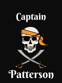 Thumbnail for Personalized Pirate T-Shirt - Black - Swords, Half Bandana, & Eyepatch - Decorate View