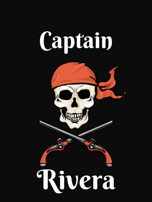 Personalized Pirate T-Shirt - Black - Arms & Bandana - Decorate View