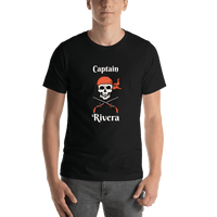 Thumbnail for Personalized Pirate T-Shirt - Black - Arms & Bandana - Shirt View