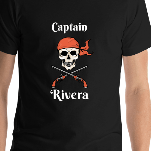 Personalized Pirate T-Shirt - Black - Arms & Bandana - Shirt Close-Up View