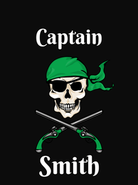 Thumbnail for Personalized Pirate T-Shirt - Black - Arms, Bandana, & Eyepatch - Decorate View
