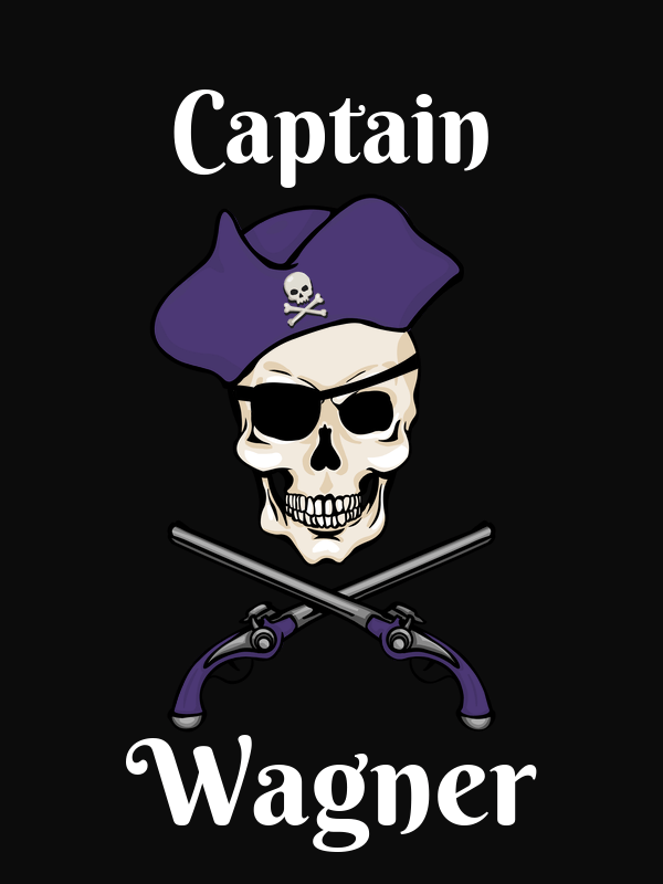 Personalized Pirate T-Shirt - Black - Arms, Hat, & Eyepatch - Decorate View