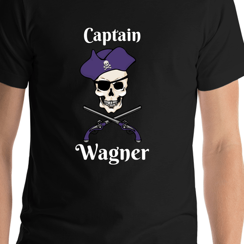 Personalized Pirate T-Shirt - Black - Arms, Hat, & Eyepatch - Shirt Close-Up View