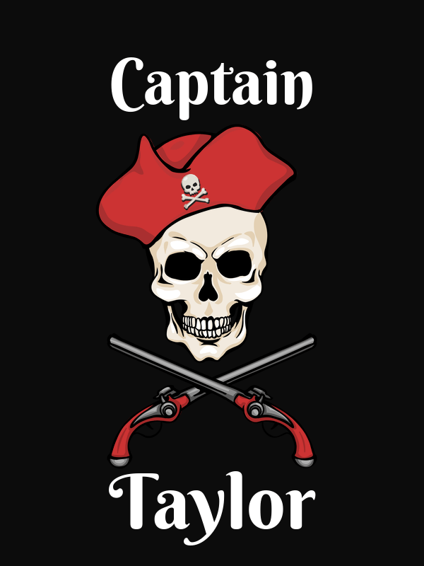 Personalized Pirate T-Shirt - Black - Arms & Hat - Decorate View