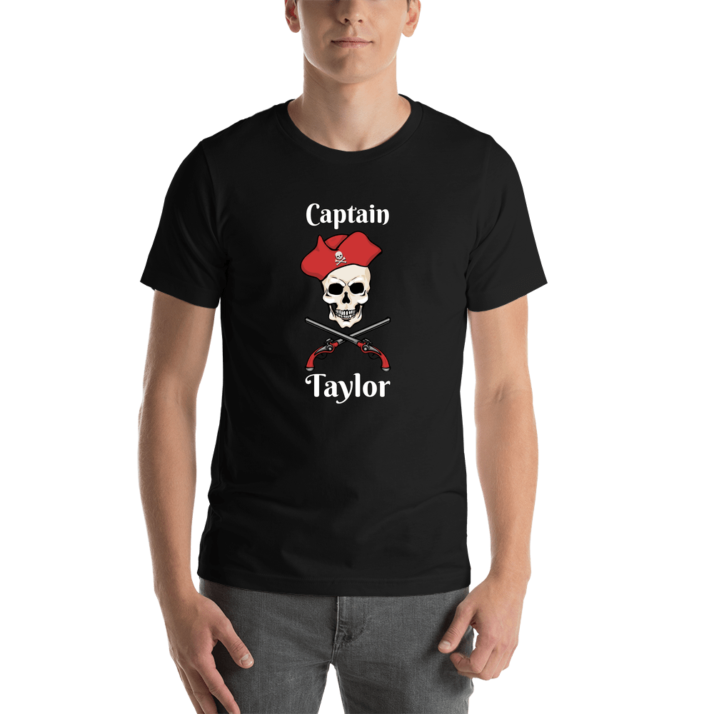 Personalized Pirate T-Shirt - Black - Arms & Hat - Shirt View