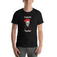 Thumbnail for Personalized Pirate T-Shirt - Black - Arms & Hat - Shirt View