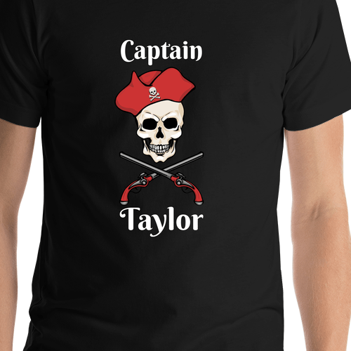 Personalized Pirate T-Shirt - Black - Arms & Hat - Shirt Close-Up View