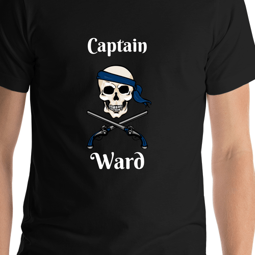 Personalized Pirate T-Shirt - Black - Arms & Half Bandana - Shirt Close-Up View