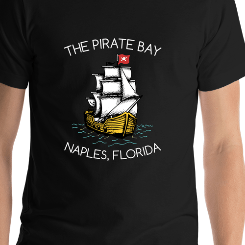 Personalized Pirate T-Shirt - Black - Pirate Ship - Shirt Close-Up View