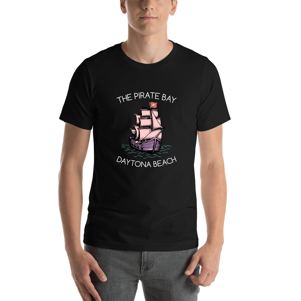 Personalized Pirate T-Shirt - Black - Pirate Ship - Shirt View