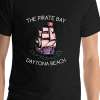 Thumbnail for Personalized Pirate T-Shirt - Black - Pirate Ship - Shirt Close-Up View