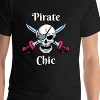 Thumbnail for Personalized Pirate T-Shirt - Black - Pirate Chic - Shirt Close-Up View
