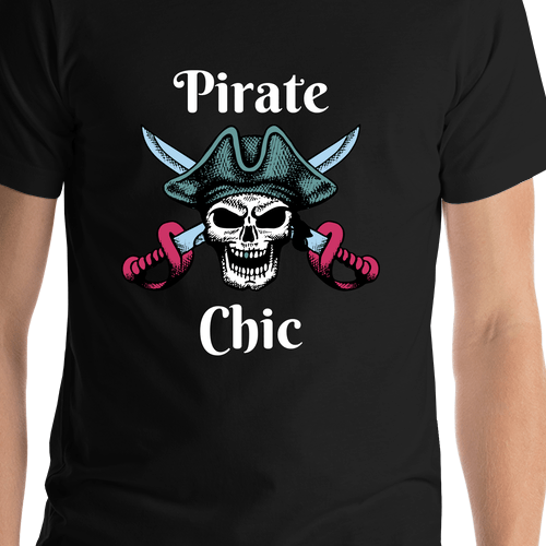 Personalized Pirate T-Shirt - Black - Pirate Chic - Shirt Close-Up View