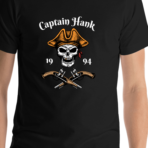 Personalized Pirate T-Shirt - Black - Arms - Shirt Close-Up View