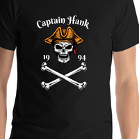 Thumbnail for Personalized Pirate T-Shirt - Black - Bones - Shirt Close-Up View