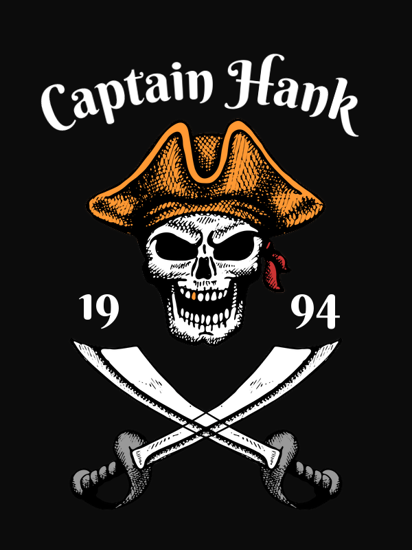 Personalized Pirate T-Shirt - Black - Cutlass - Decorate View