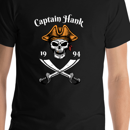 Personalized Pirate T-Shirt - Black - Cutlass - Shirt Close-Up View