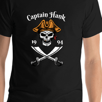 Thumbnail for Personalized Pirate T-Shirt - Black - Cutlass - Shirt Close-Up View