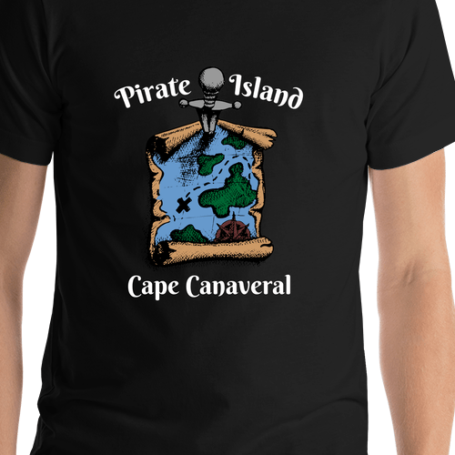Personalized Pirate T-Shirt - Black - Island Map - Shirt Close-Up View