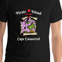 Thumbnail for Personalized Pirate T-Shirt - Black - Island Map - Shirt Close-Up View