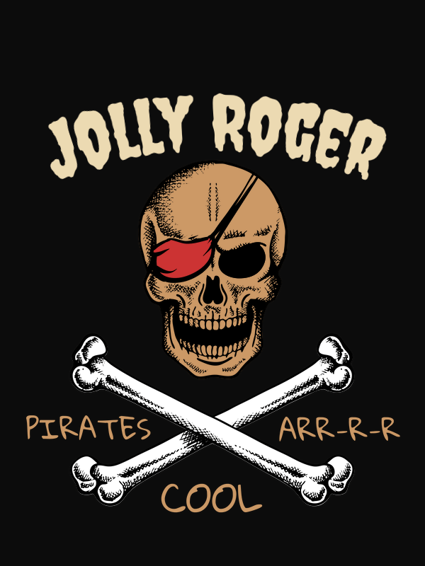 Personalized Pirate T-Shirt - Black - Pirates Arr Cool - Bones - Decorate View