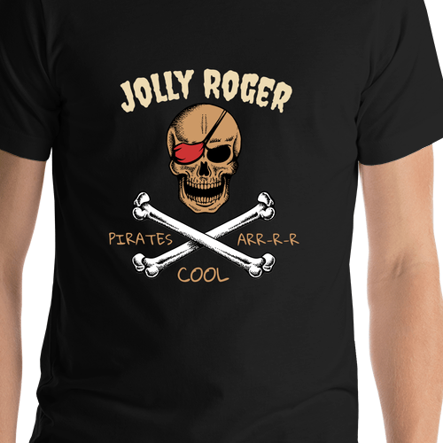 Personalized Pirate T-Shirt - Black - Pirates Arr Cool - Bones - Shirt Close-Up View