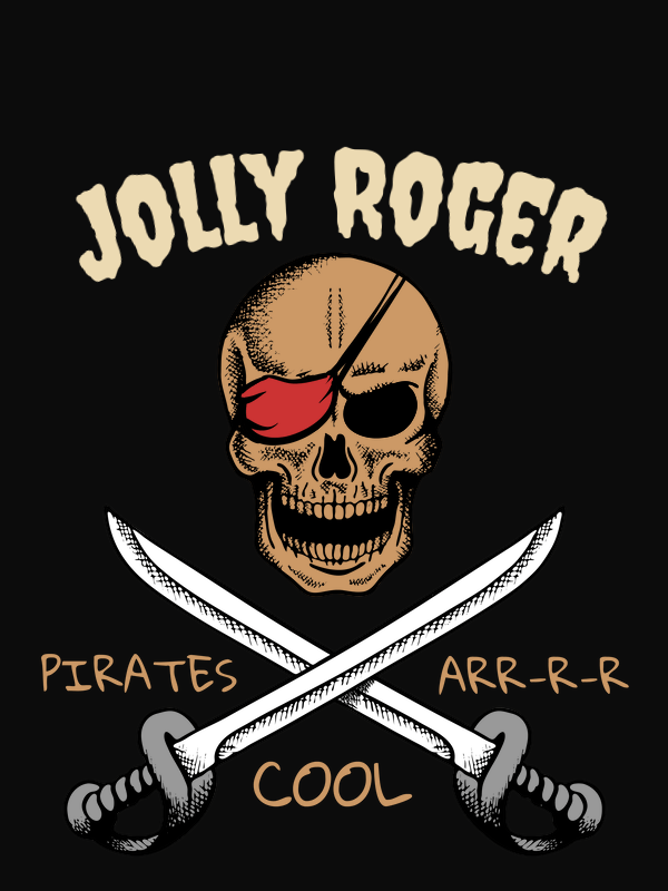 Personalized Pirate T-Shirt - Black - Pirates Arr Cool - Swords Up - Decorate View