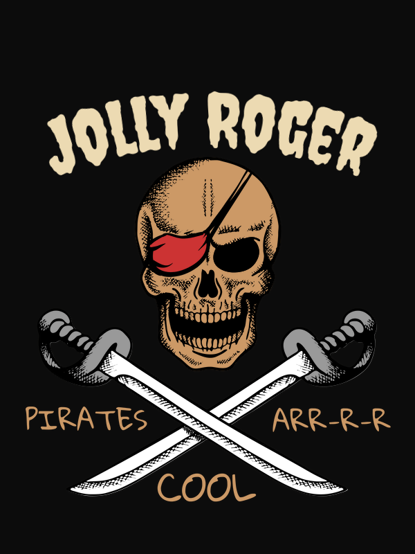 Personalized Pirate T-Shirt - Black - Pirates Arr Cool - Swords Down - Decorate View