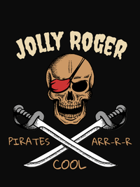 Thumbnail for Personalized Pirate T-Shirt - Black - Pirates Arr Cool - Swords Down - Decorate View