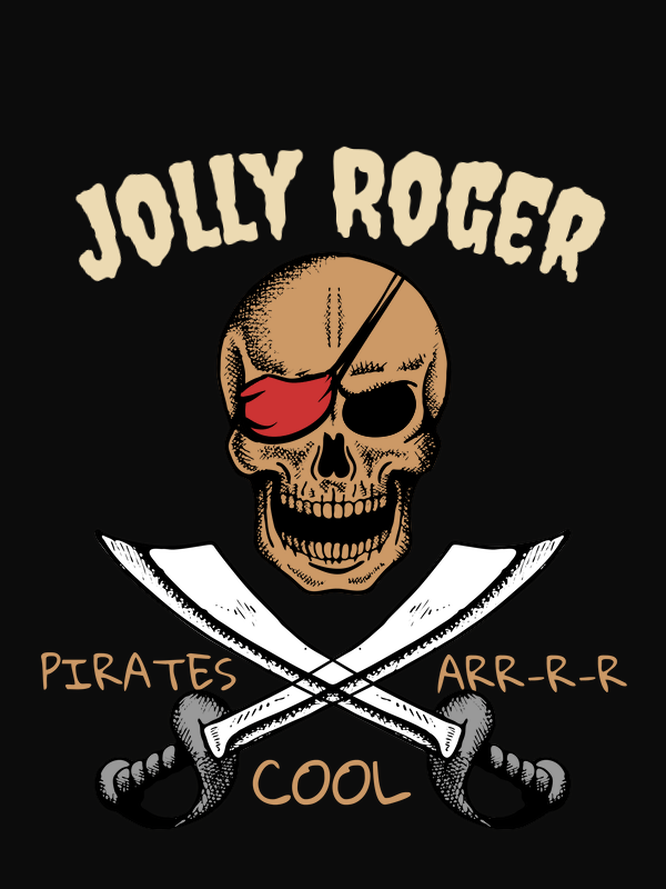 Personalized Pirate T-Shirt - Black - Pirates Arr Cool - Cutlass - Decorate View