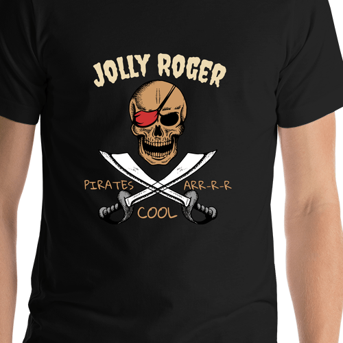 Personalized Pirate T-Shirt - Black - Pirates Arr Cool - Cutlass - Shirt Close-Up View