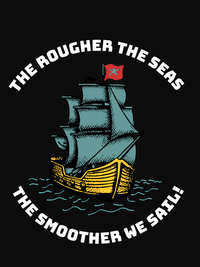 Thumbnail for Pirate T-Shirt - Black - The Rougher The Seas - Decorate View