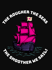Thumbnail for Pirate T-Shirt - Black - The Rougher The Seas - Decorate View
