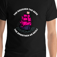 Thumbnail for Pirate T-Shirt - Black - The Rougher The Seas - Shirt Close-Up View