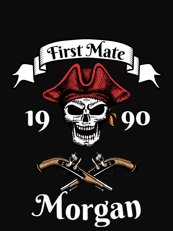 Personalized Pirate T-Shirt - Black - First Mate - Decorate View