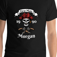 Thumbnail for Personalized Pirate T-Shirt - Black - First Mate - Shirt Close-Up View