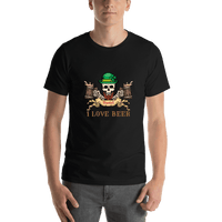 Thumbnail for Personalized Pirate T-Shirt - Black - I Love Beer - St Patricks - Shirt View