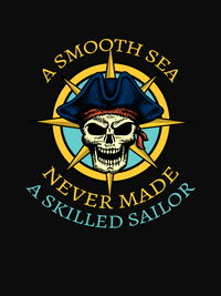 Thumbnail for Pirate T-Shirt - Black - A Skilled Sailor - Decorate View