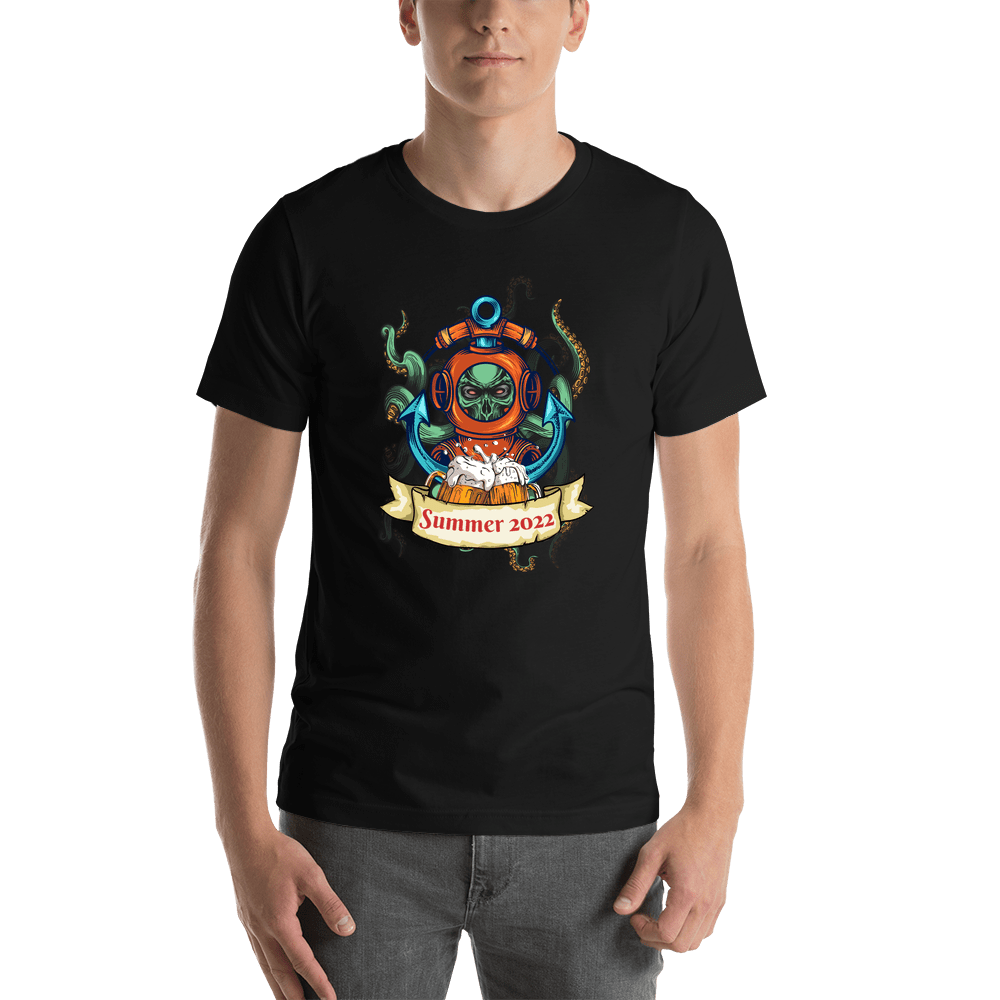 Personalized Pirate T-Shirt - Black - Diver - Shirt View