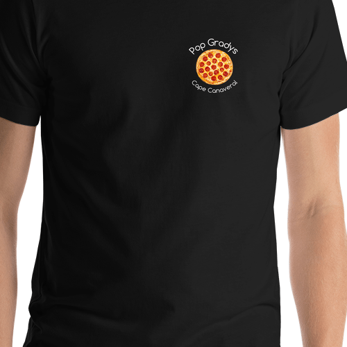 Personalized Pizza T-Shirt - Black - Shirt Close-Up View