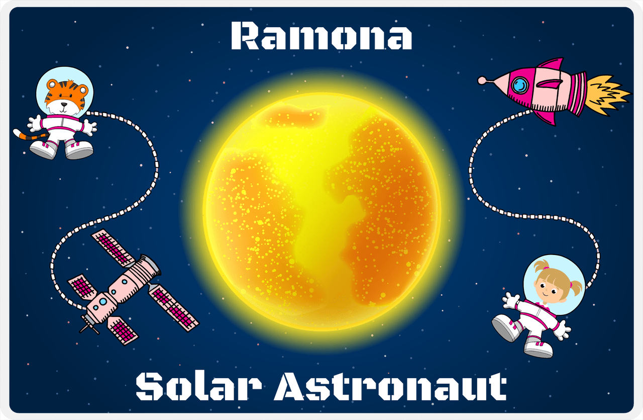 Personalized Planets Placemat VIII - Solar Astronaut - Blonde Girl -  View