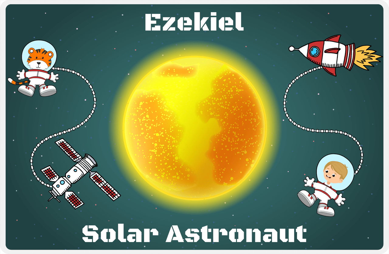 Personalized Planets Placemat IX - Solar Astronaut - Blond Boy -  View