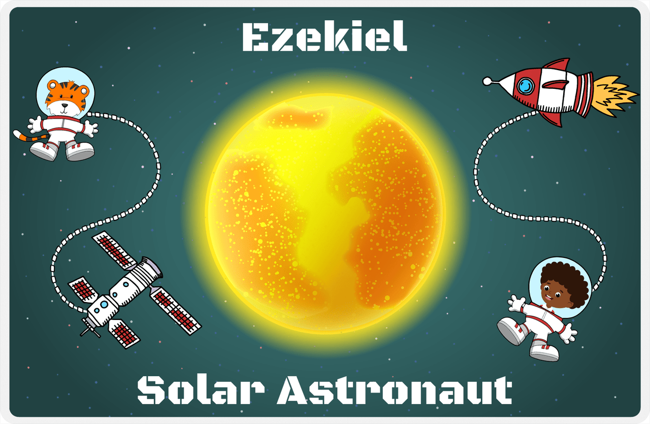 Personalized Planets Placemat IX - Solar Astronaut - Black Boy II -  View