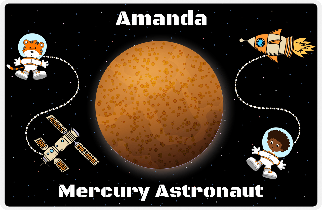 Personalized Planets Placemat X - Mercury Astronaut - Black Girl II -  View